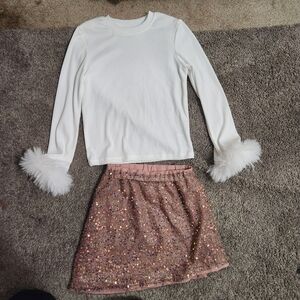 SHEIN White and Pink Kids Matching Set
